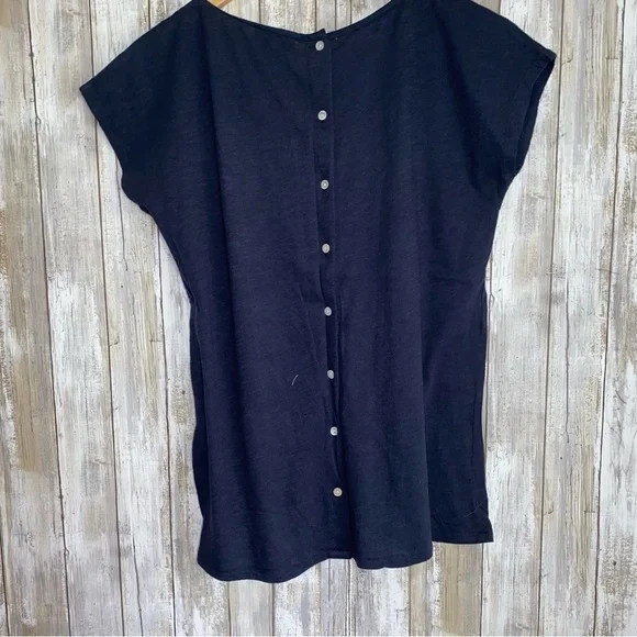 Lucky Brand Navy Embroidered Button Back Blouse - Picture 3 of 5